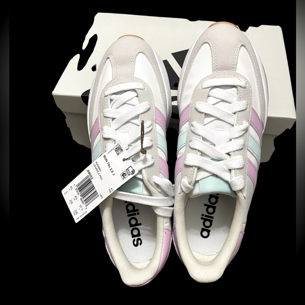 🌟🌟🌼NIB ADIDAS RUN 70’s 2.0 J. Women's White and Pastel Sneakers - Picture 8 of 10